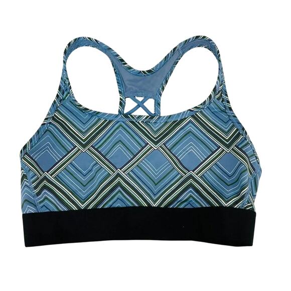 Victoria's Secret Sport Bra Strappy Blue Geometric Pattern Women Medium - Picture 1 of 6
